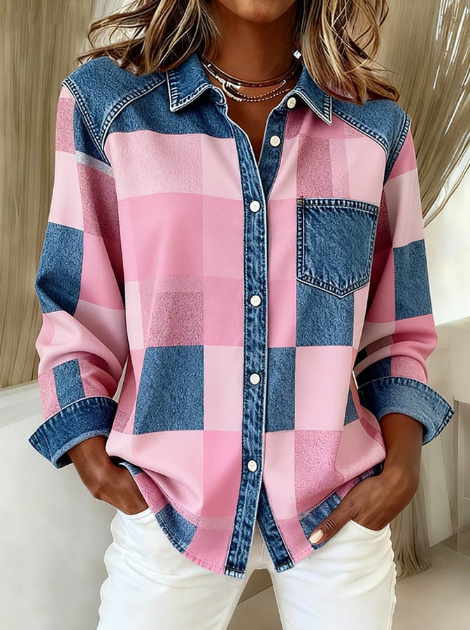 Women's Casual Contrast Print Shirt