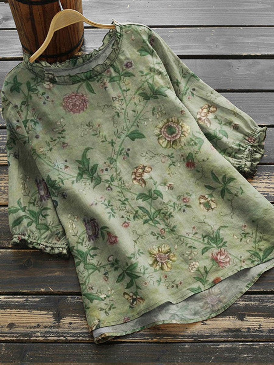 Women's Flower Art Print Casual Shirt