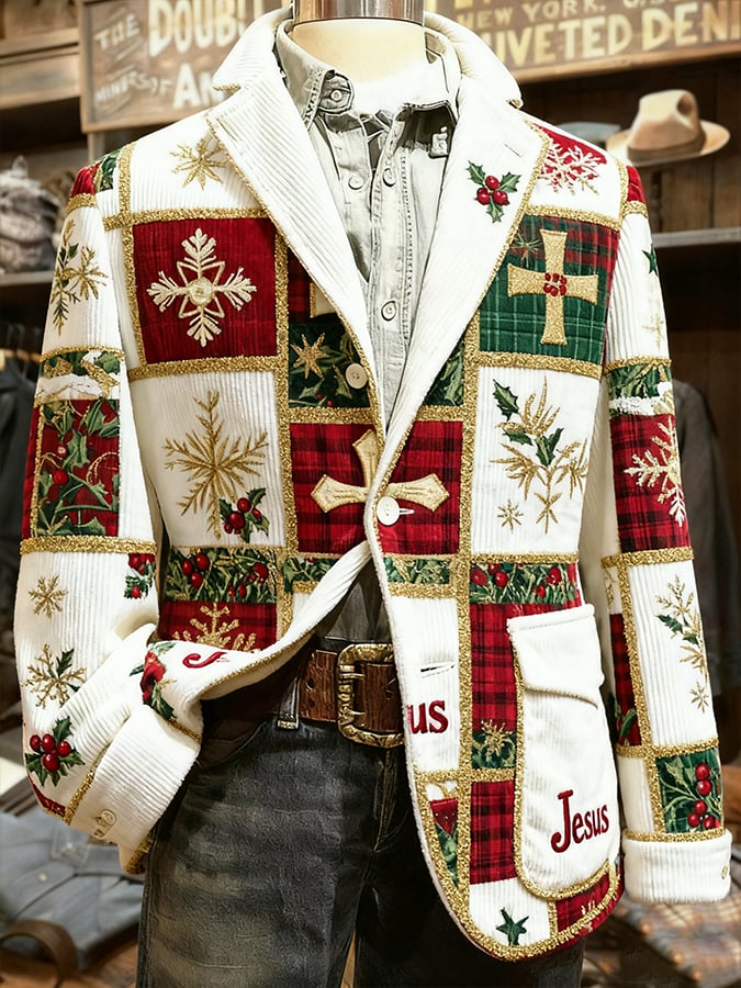 Men'S Casual Printed Suit Jacket