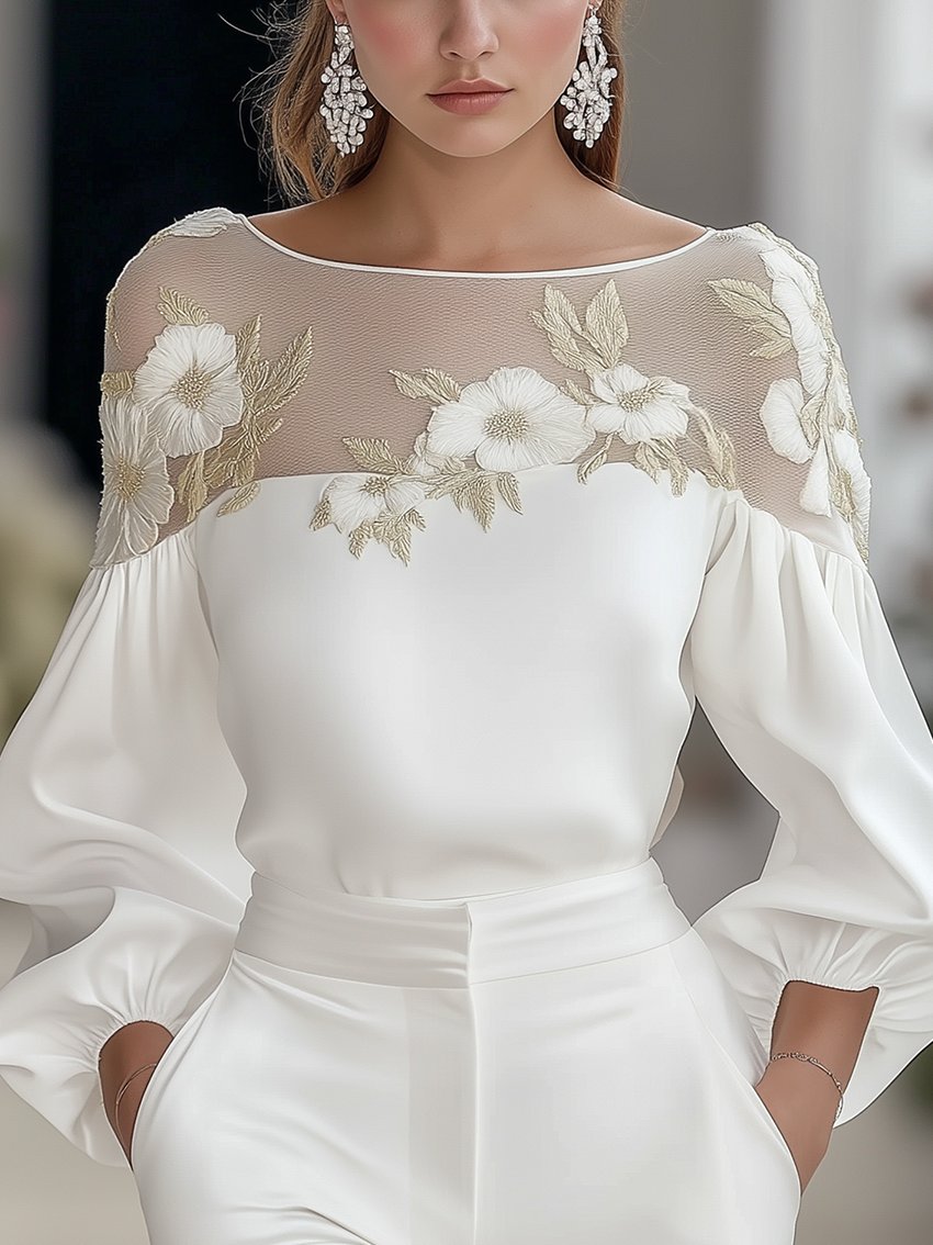 Shipping Stylish Shirt With Mesh Embroidery