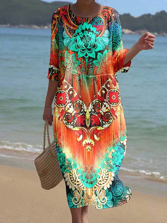 Women's Floral Pattern Art Print Comfort Casual Dress