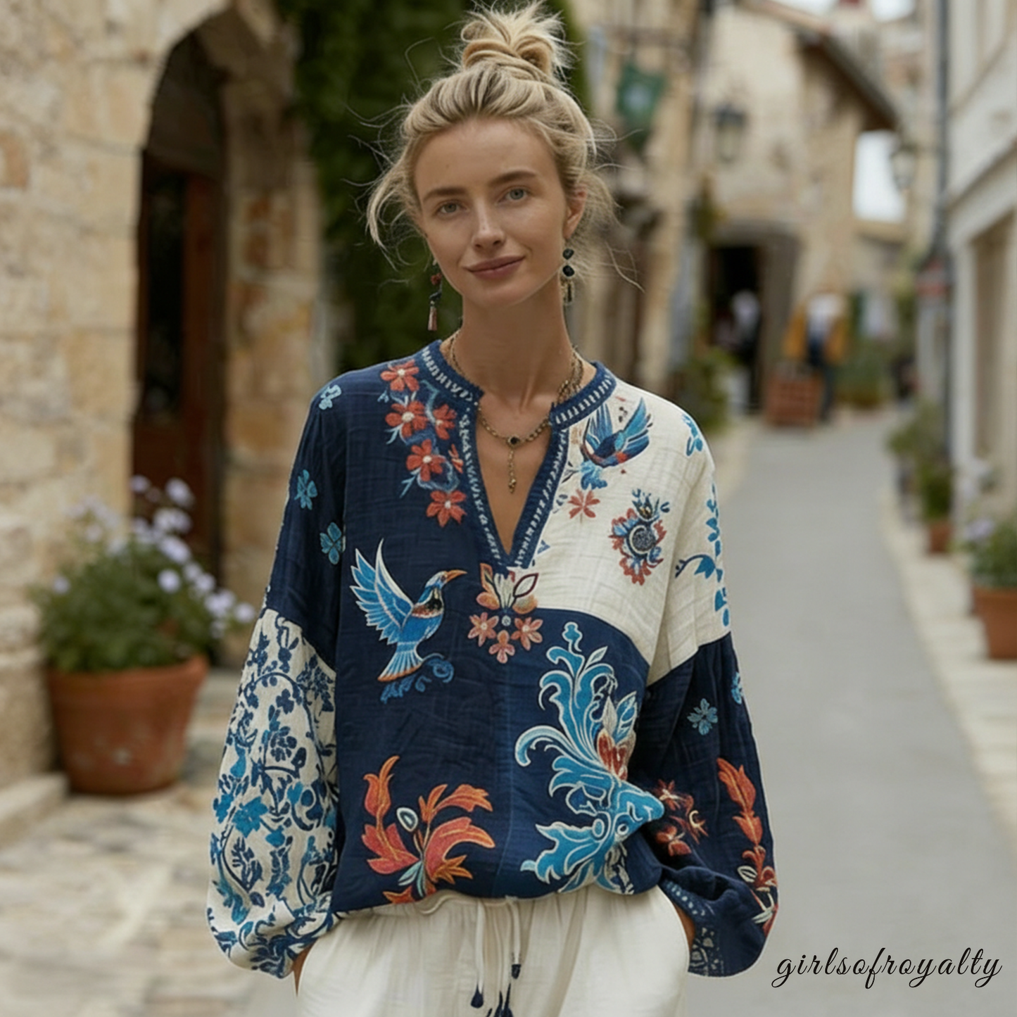 V-neck long sleeve - 0128-066